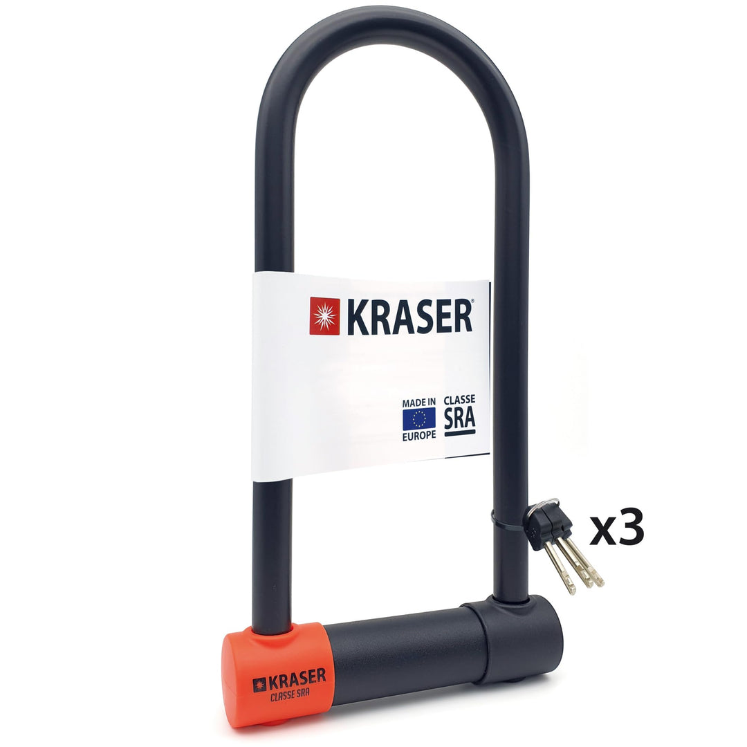 KRASER KR120L Solid U Vorhängeschloss SRA-geprüftes Motorradschloss Diebstahlschutz Motorrad Sicherh