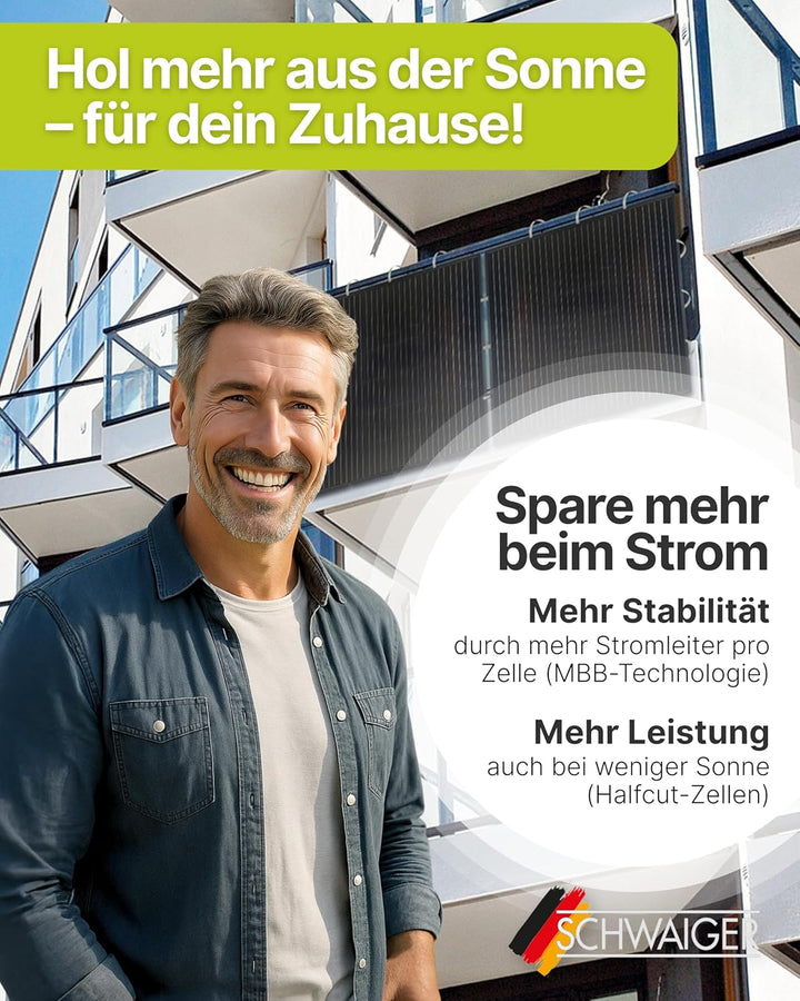 Slim-Line Modul 2er Set mit Wechselrichter Balkonkraftwerk Komplettset PV-Anlage Solaranlage, 2er Se