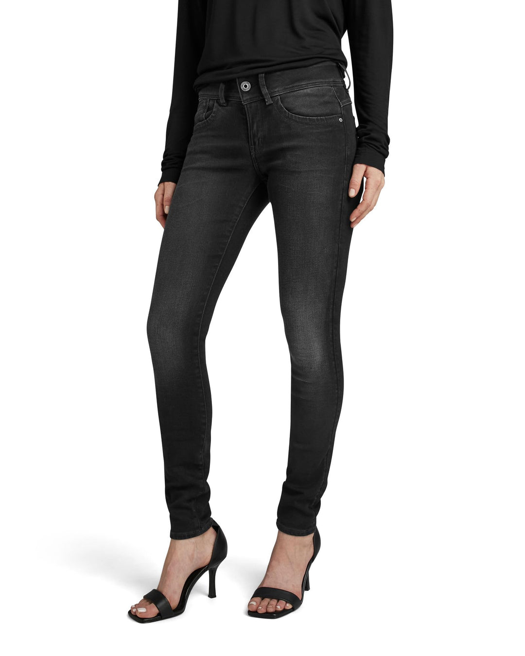 G-STAR Damen Lynn Mid Waist Skinny Jeans 23W Schwarz (Dusty Grey D06746-b472-a799), 23W Schwarz (Dus