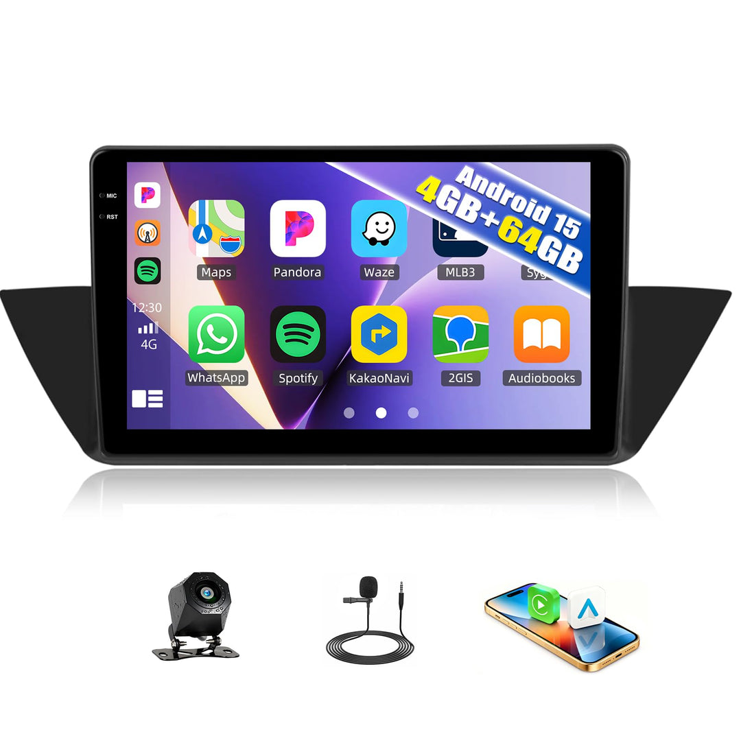 CAMECHO 4G+64G Android 15 Autoradio mit Navi für BMW X1 E84 2010-2016,Doppel Din 10" Auto Radio Touc