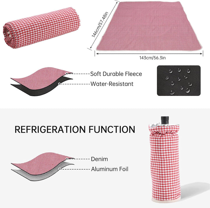 Picknickkorb-Set aus Weide für 4 Personen – mit abnehmbarem Tisch, Bestecktasche, isolierter Kühltas