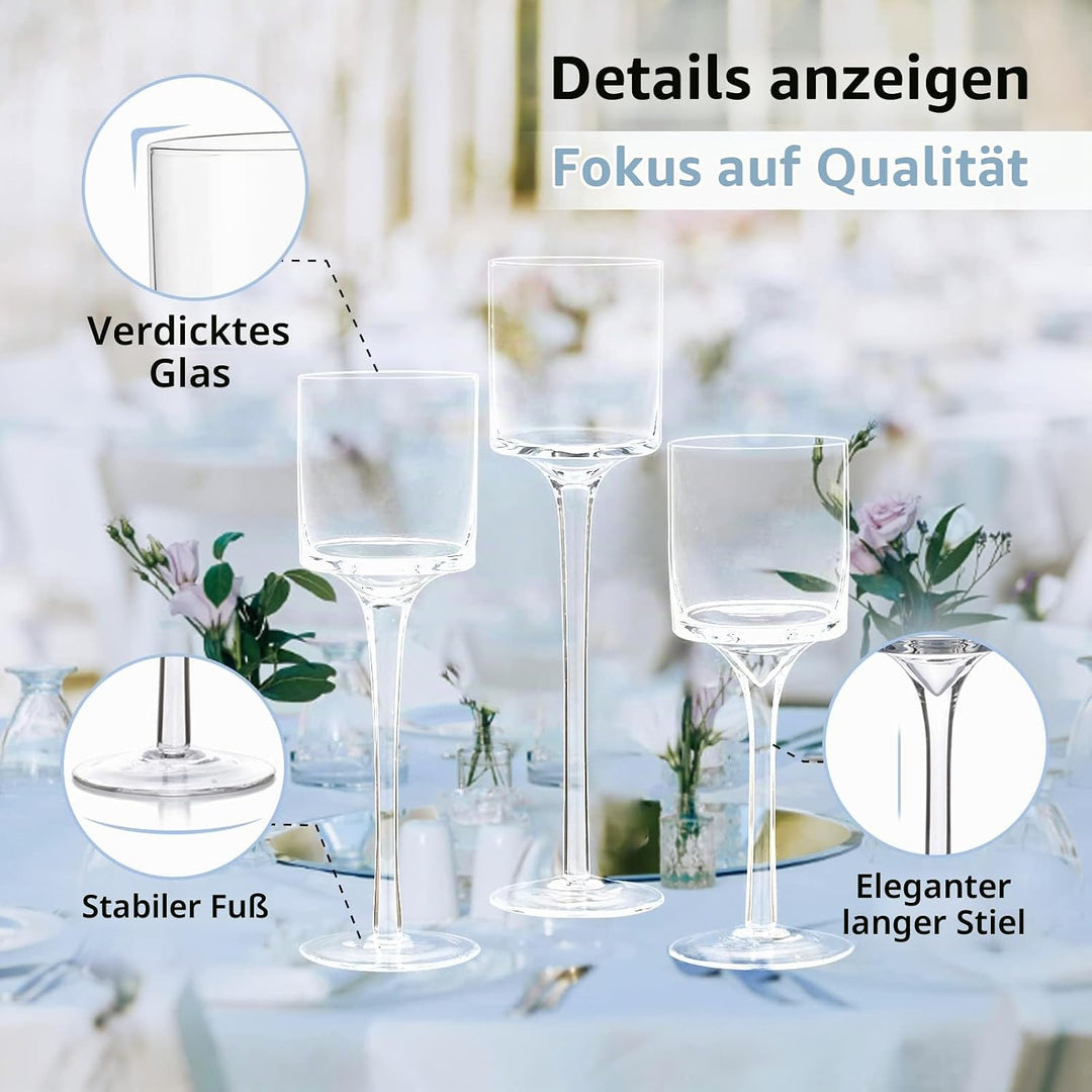 NUPTIO 1 Set Glaskerzenhalter für Stumpenkerze &amp; Schwimmkerzen, Glas-Teelicht-Kerzenhalter Klare Tis