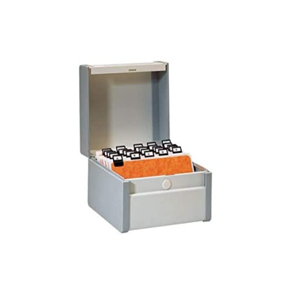 REXEL 3411200 Karteikasten, DIN A6 quer, grau lackiert 123 x 152 x 190 mm A6, 123 x 152 x 190 mm A6