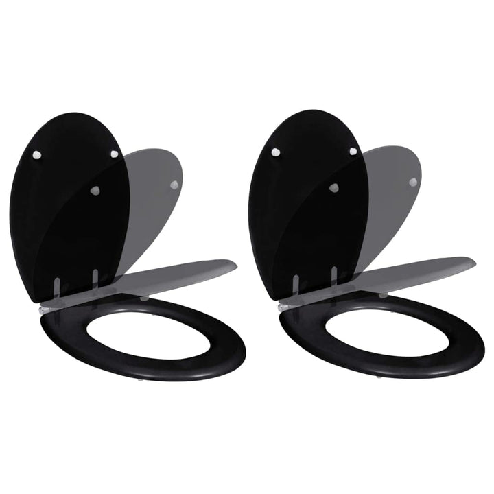 HOMIUSE Toilettensitze 2 Stk. mit Absenkautomatik MDF Schwarz Toilettendeckel Wc Sitz mit Absenkauto