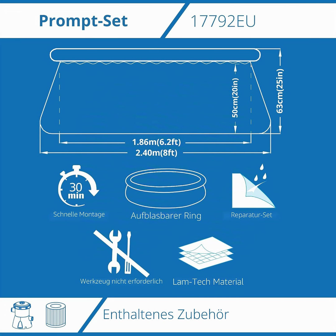 AVENLI Marin Blue Prompt Set, freistehender Pool, Blau