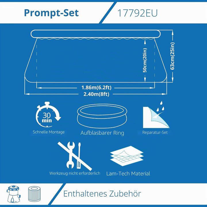 AVENLI Marin Blue Prompt Set, freistehender Pool, Blau