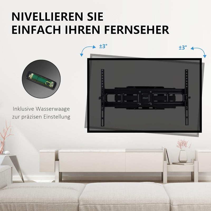 Ribelli® TV Wandhalterung Schwenkbar Neigbar max.VESA 600x400mm für 32 – 84 Zoll, TV Halterung, Flac
