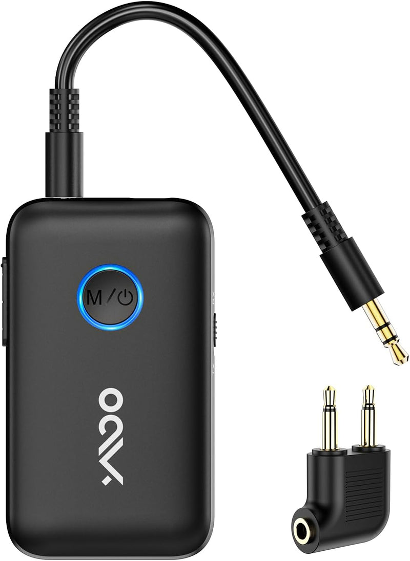 YMOO Bluetooth 5.3 Adapter für Bluetooth-Kopfhörer/Lautsprecher/Flugzeuge,Dual-Link Aptx Low Latency