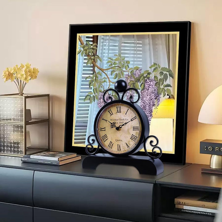 Retro Tischuhr Klassische Vintage Roman Stil Schreibtischuhr Silent Ohne Ticken für Wohnzimmer Schla