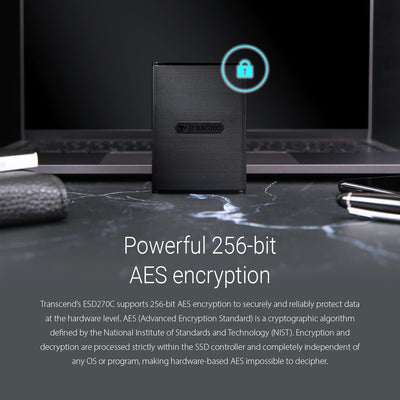Transcend 1TB USB 3.1 Gen 2 USB Typ-C ESD270C Portable SSD Solid State Drive TS1TESD270C, 1TB