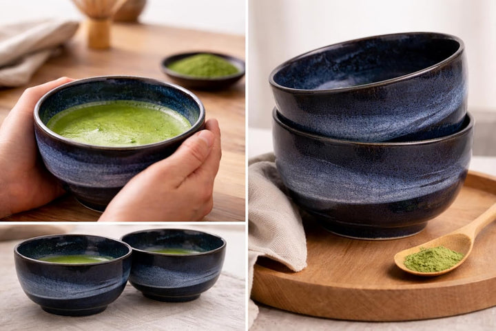 Matcha Bowl aus Porzellan – Made in Japan – 400 ml – Japanische Matcha Schale für Tee – Tee-Becher,