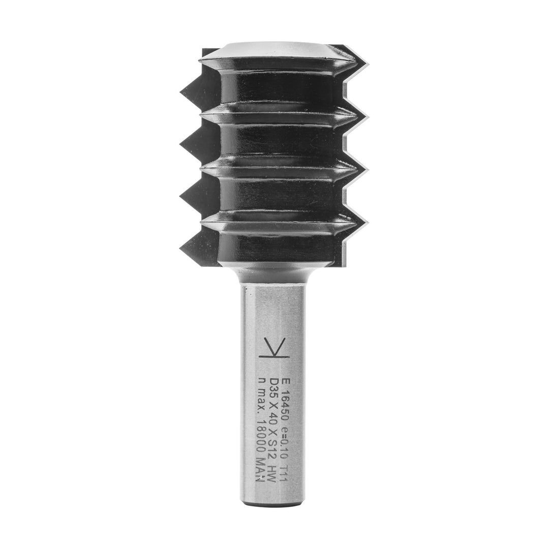 ENT 16450 Verleimfräser ''V'' Verzahnung HW, Schaft (S) 12 mm, Durchmesser (D) 35 mm, NL 40 mm, T 4