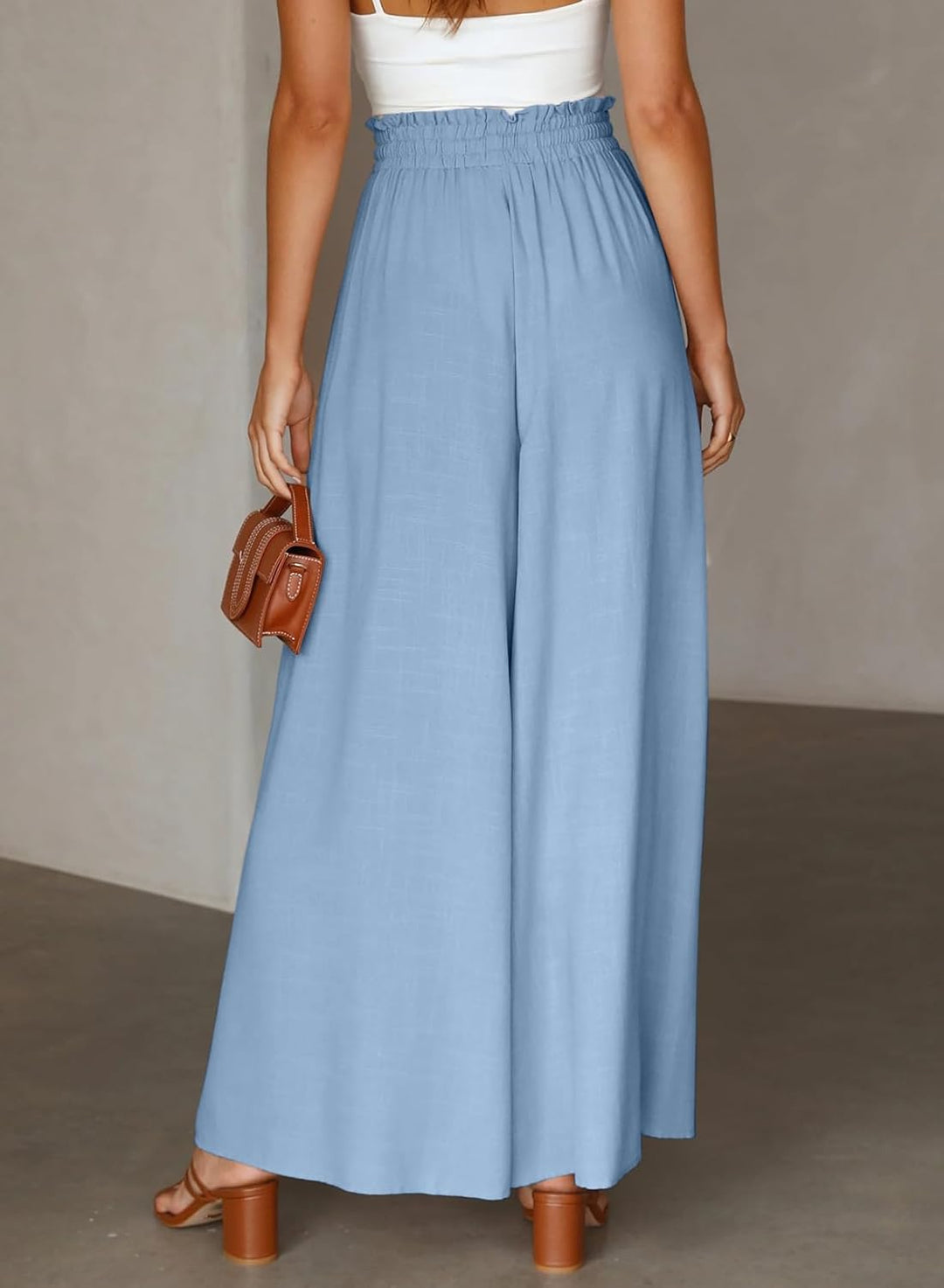 Dokotoo Sommerhose Damen Leicht Palazzo Hose Elegant Sommer High Waist Baggy Freizeithose Baumwolle