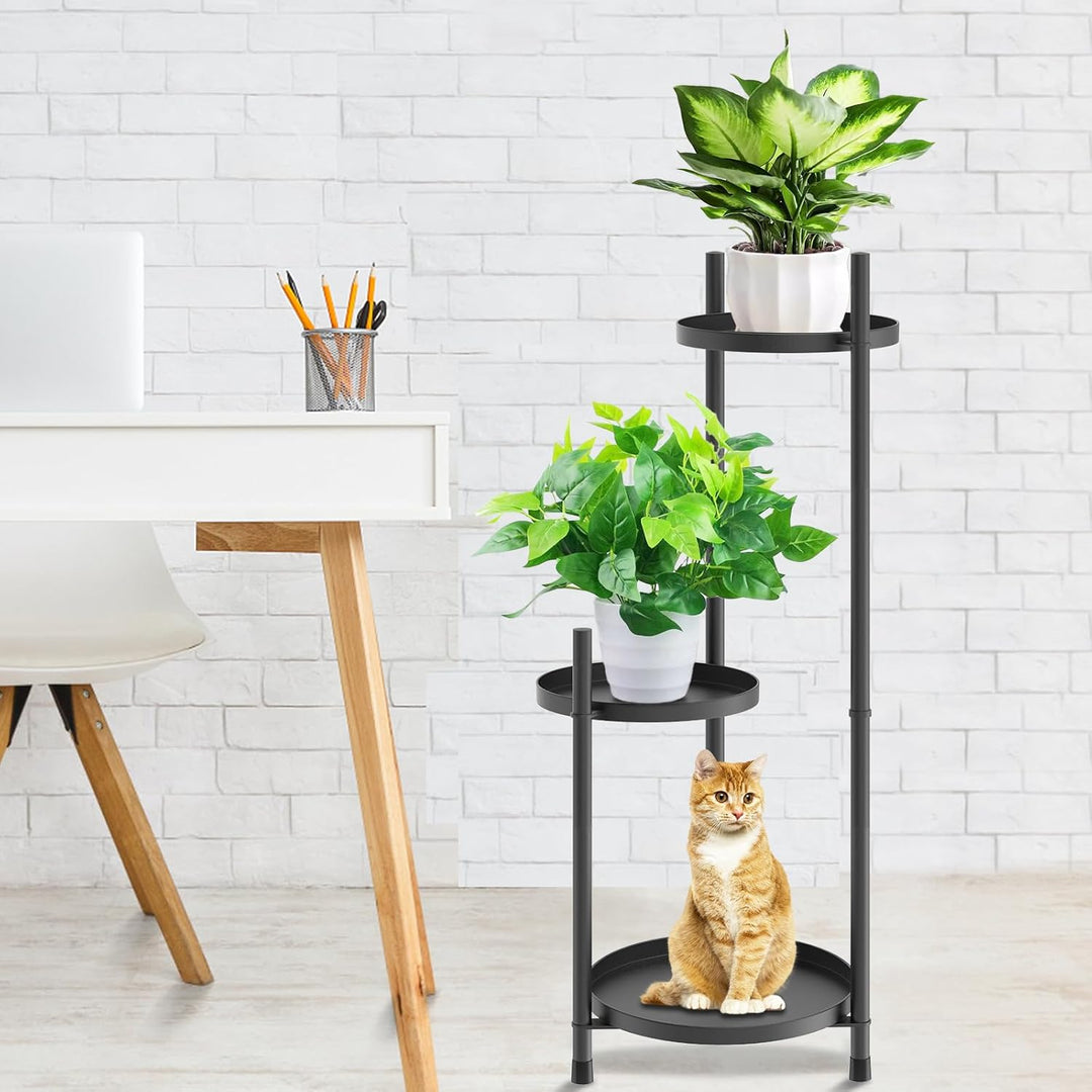 KHayRovies 3 Etagen Pflanzenregal Blumenregal, Pflanzenständer Blumenständer Metall Schwarz, Blument