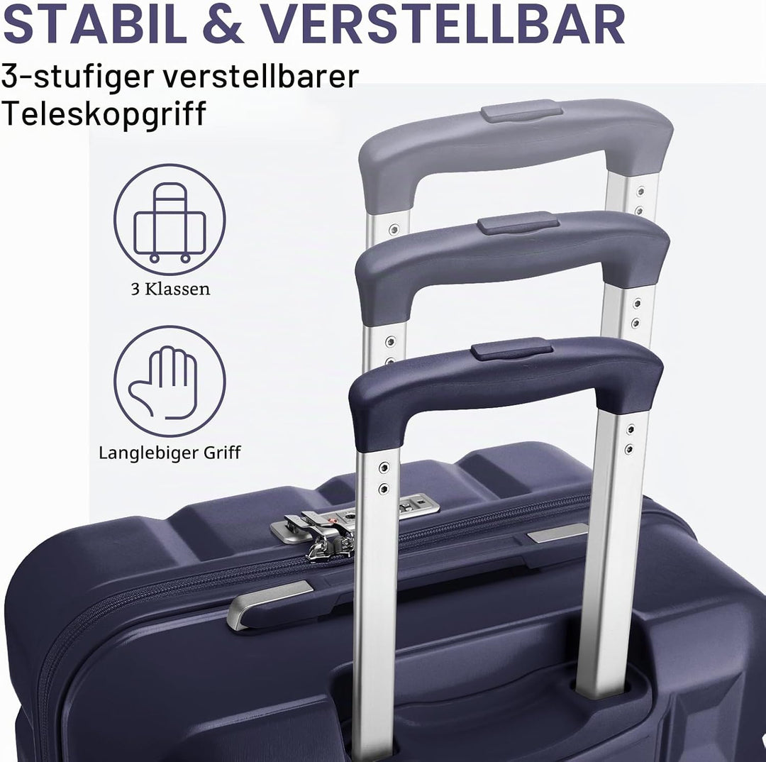 KONO Gepäck-Sets Kofferset 2 Teilig Handgepäck Koffer mit Beautycase (54cm+Kosmetikkoffer, Dunkelbla