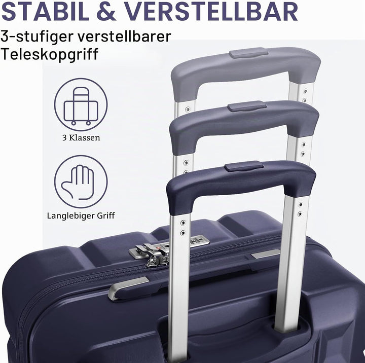 KONO Gepäck-Sets Kofferset 2 Teilig Handgepäck Koffer mit Beautycase (54cm+Kosmetikkoffer, Dunkelbla