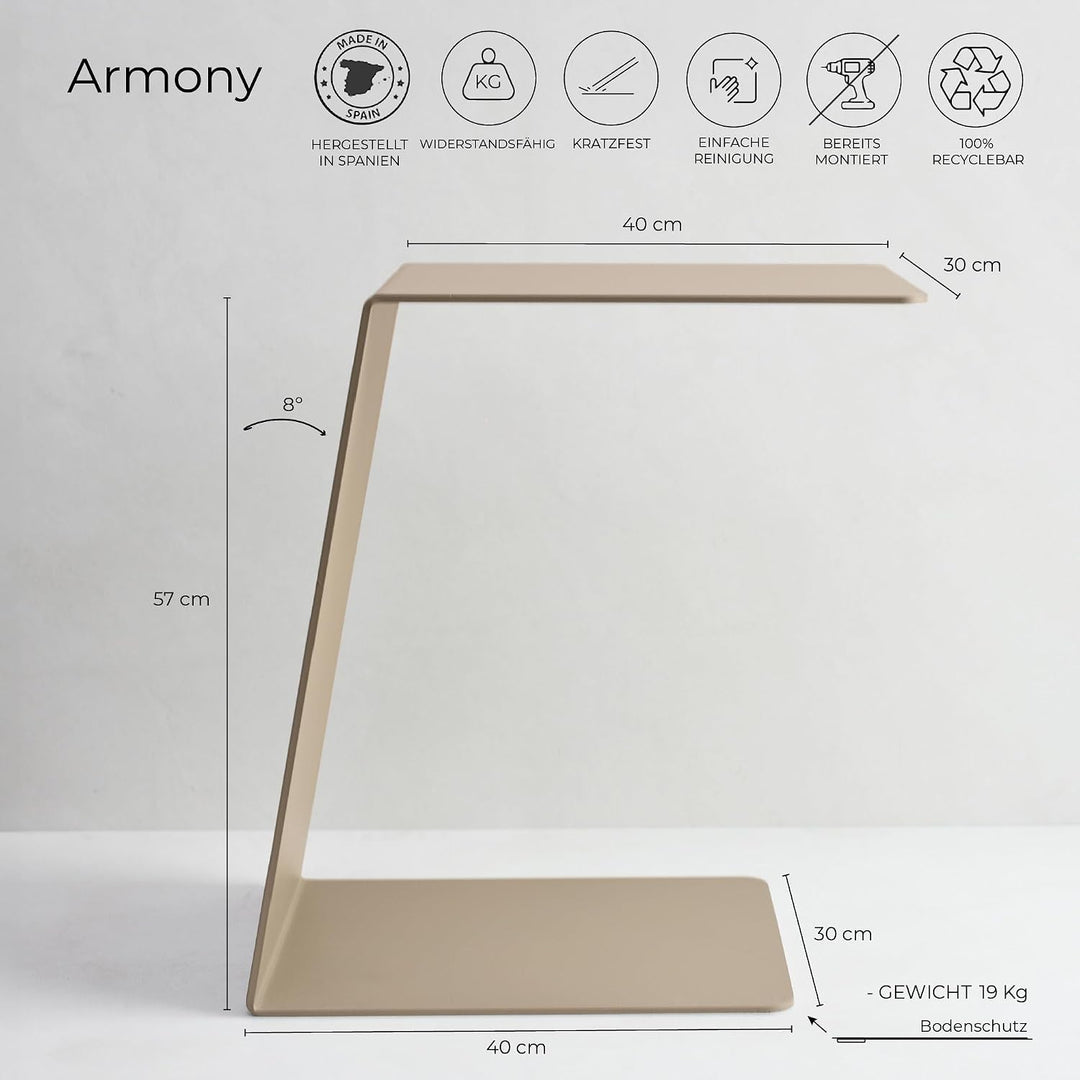 MILUKA Beistelltisch Beige | Couchtisch, Wohnzimmertisch oder Sofatisch | Laptoptisch für Couch, Sof