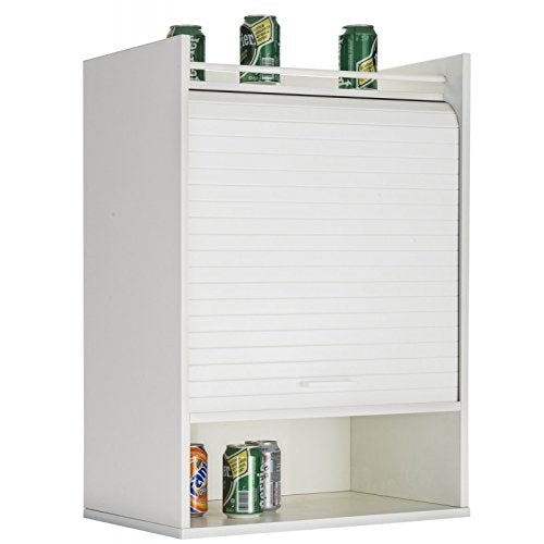 SIMMOB Küchenmöbel, weiss, Vorhang schwarz oder weiss, 4 Fächer, L 54 cm, H 76,6 cm, T 35,4 cm