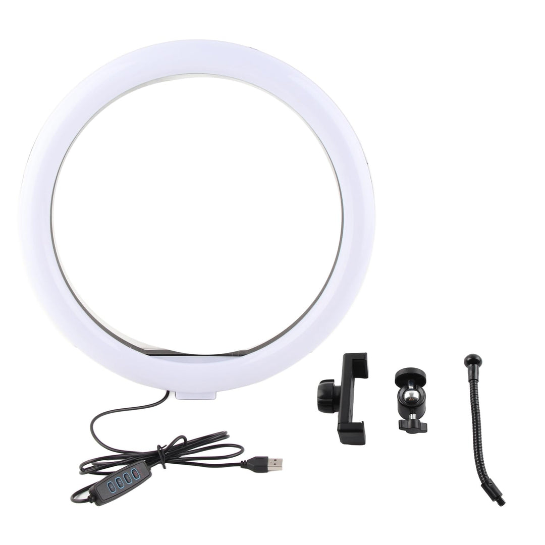 Fyearfly LED Ringlicht USB, 13 Zoll, Weiss, Einstellbare Helligkeit, Selfie Ringlicht mit Telefonhal