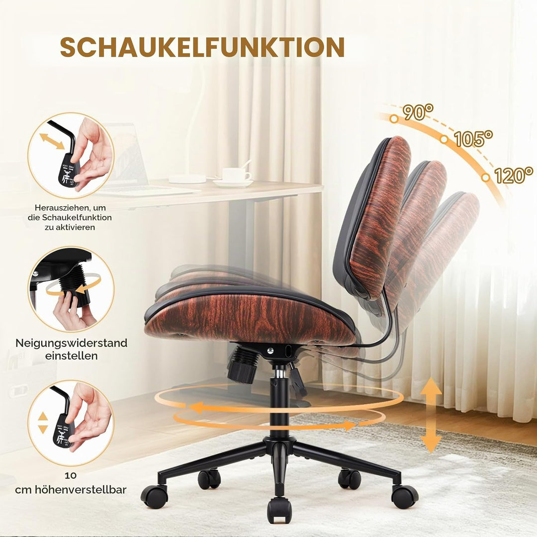 IWMH Bürostuhl Ohne Armlehnen, Schreibtischstuhl Mit Rollen, Kompakter Drehstuhl, Computerstuhl, Mod