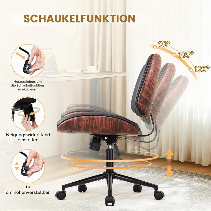IWMH Bürostuhl Ohne Armlehnen, Schreibtischstuhl Mit Rollen, Kompakter Drehstuhl, Computerstuhl, Mod
