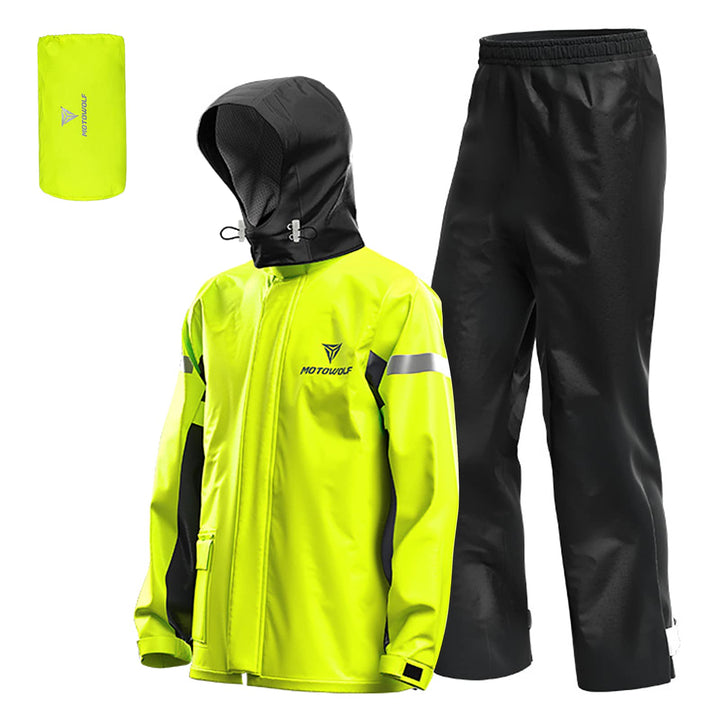 Lixada Herren Motorrad Regenanzug Outdoor Reflektierende wasserdichte Regenjacke und Hose Regenbekle