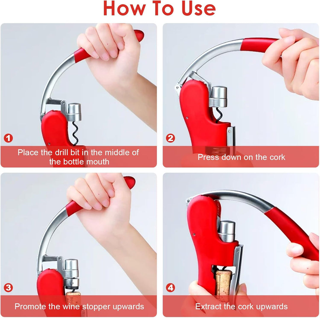 Korkenzieher Wine Opener aus Zinklegierung mit Hebel, Integriertem Folienschneider, perfekt für Bar,