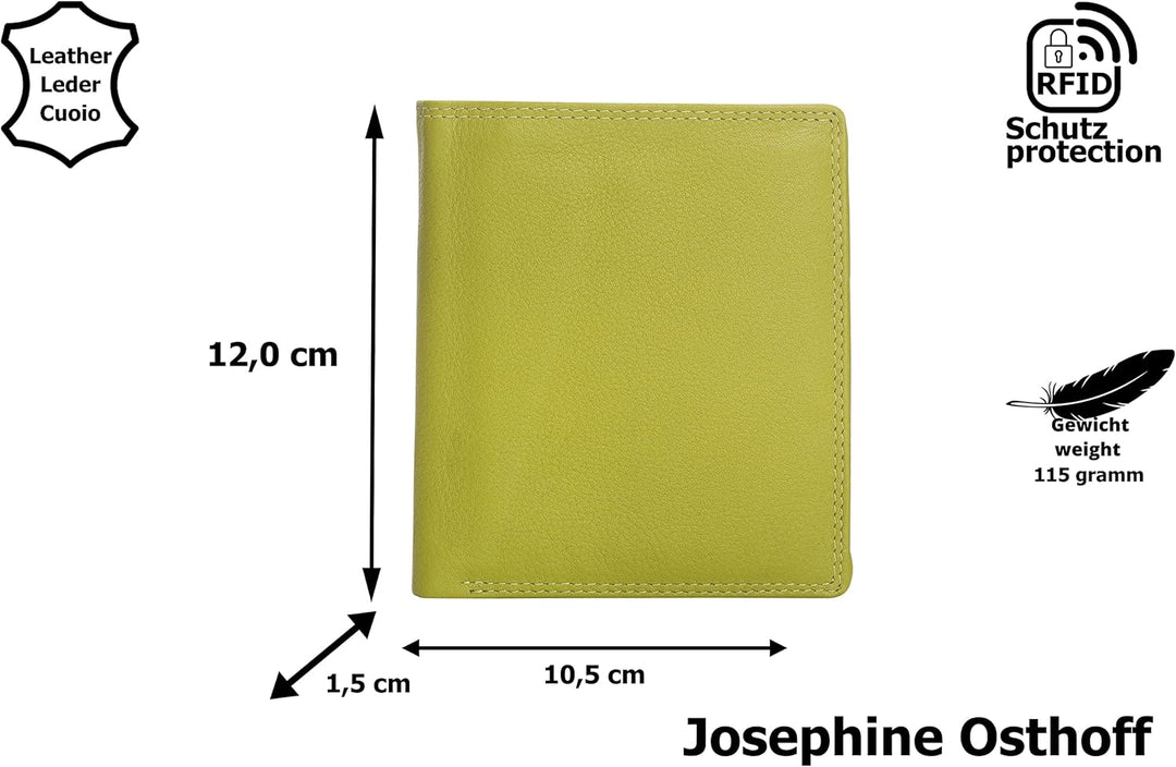 Josephine Osthoff MOOS Geldbörse echt Leder mit RFID Schutz, Farbe:Limone, Limone
