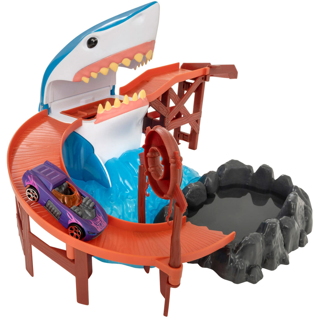 Teamsterz Farbwechselnde Autos mit Haifischbeiss-Spielset, Farbwechsel-Autos und Schienen-Set, ideal