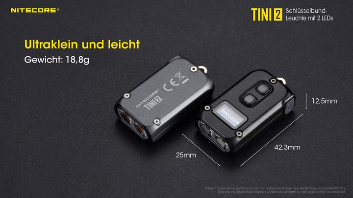 Nitecore Tini2 GR Schlüsselanhängerlampe, Unisex, Schwarz, 50 mm, Schwarz