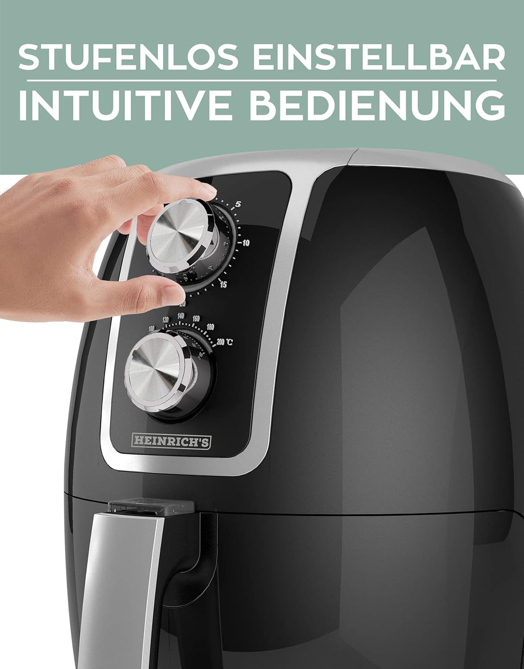 HEINRICHS Heissluftfritteuse Airfryer mit einstellbarem Thermostat, Temperatureinstellung von 80°C-2