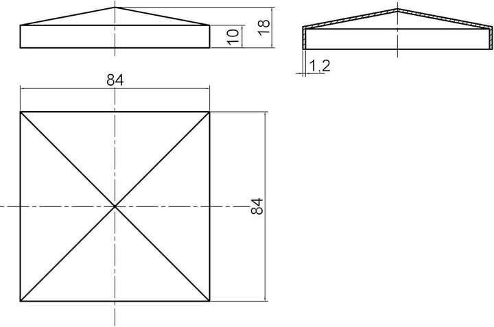 10 x SO-TOOLS® Pfostenkappe Pyramide Stahl verzinkt Abdeckkappe für Pfosten 80 x 80 mm 80 x 80 mm (1