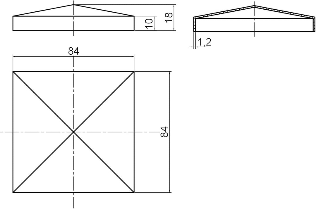 8 x SO-TOOLS® Pfostenkappe Pyramide Stahl verzinkt Abdeckkappe für Pfosten 80 x 80 mm 80 x 80 mm (8
