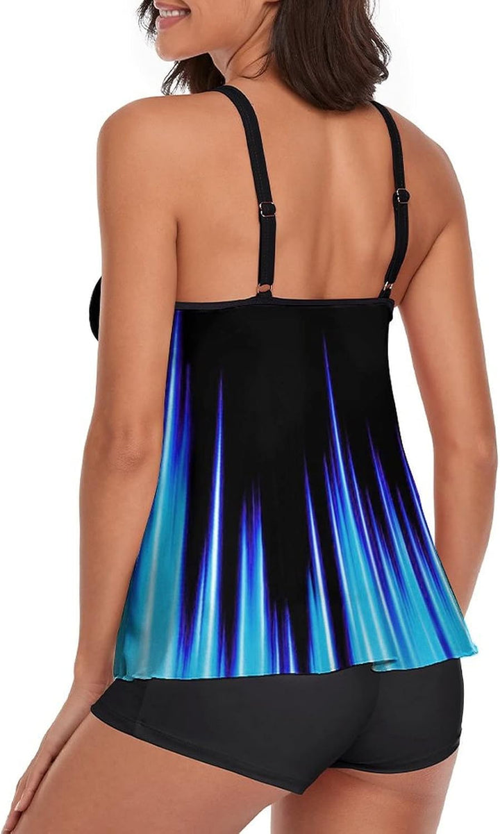 wihnsinop Tankini Damen Bauchweg Bademode Set Damen Freizeit Tankini Badeanzug Zweiteiler Tankinis S