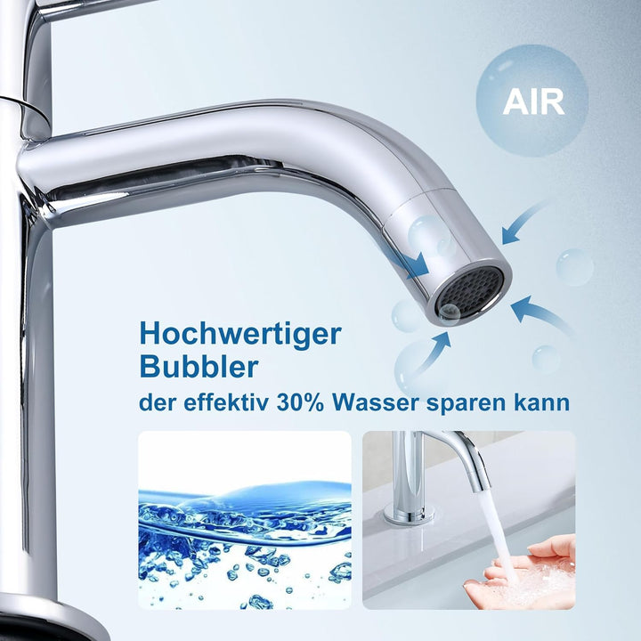 Florenta Kaltwasserhahn Gäste WC für kleine Waschbecken, Kaltwasserarmatur Waschtischarmatur aus Mes