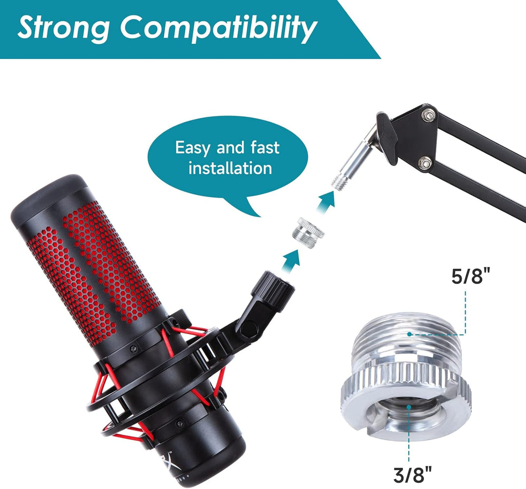 YOUSHARES Mikrofon Arm, Mikrofonarm HyperX QuadCast, Mikrofon Wandhalterung, Metall Tisch Mounting K