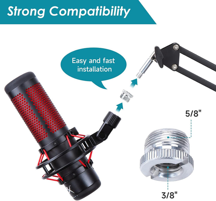 YOUSHARES Mikrofon Arm, Mikrofonarm HyperX QuadCast, Mikrofon Wandhalterung, Metall Tisch Mounting K