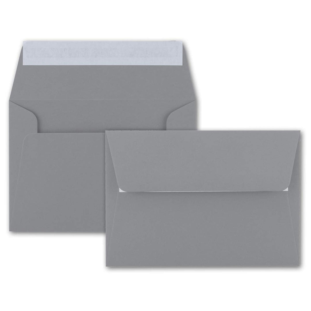 50x Brief-Umschläge B6 - Dunkelgrau - 12,5 x 17,5 cm - Haftklebung 120 g/m² - breite edle Verschluss