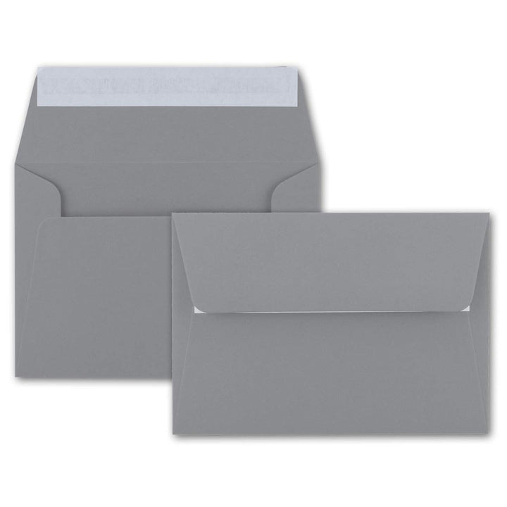 50x Brief-Umschläge B6 - Dunkelgrau - 12,5 x 17,5 cm - Haftklebung 120 g/m² - breite edle Verschluss