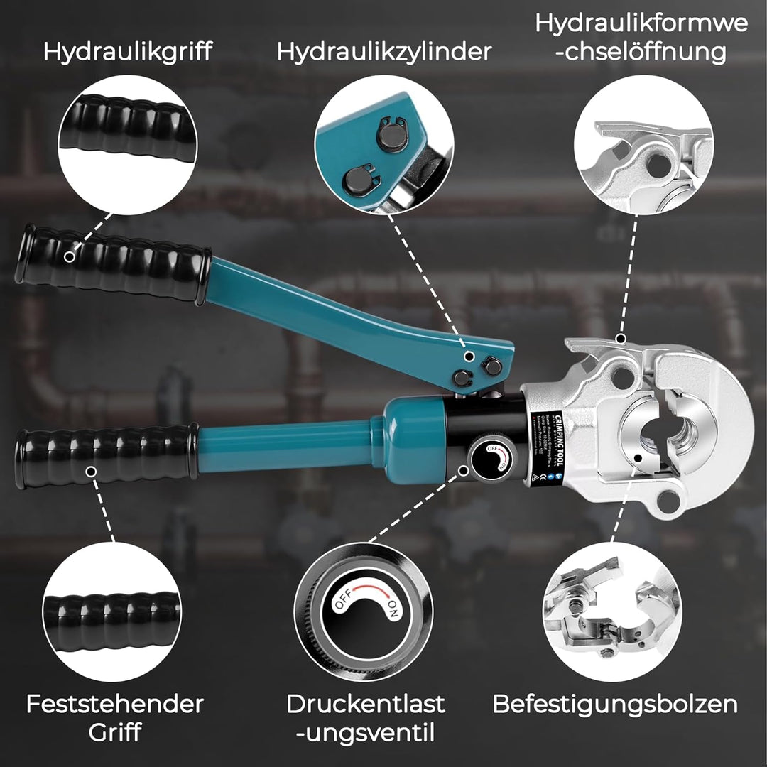 Profi Presszange Kupferrohr CR TH-Kontur mit Rohrabschneider | Handpresszange Kupferrohr Presszange