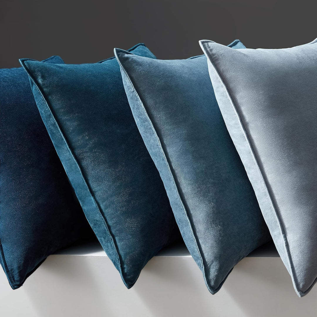 Topfinel Kissenbezug 45x45 4er Set blau Samt Farbverlauf Kissenbezüge Kissenhülle sofakissen dekokis