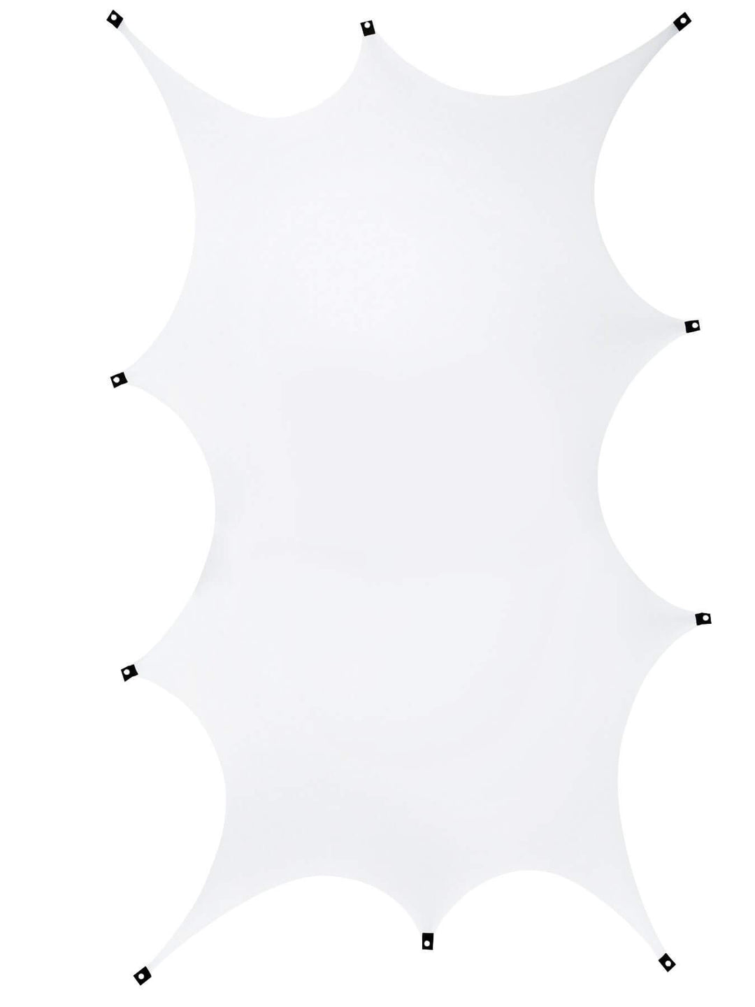 PSYWORK Schwarzlicht Segel Spandex | Crystal Clear Shape V | Weiss | 4,5 x 6,75m | UV-aktiv | Leucht