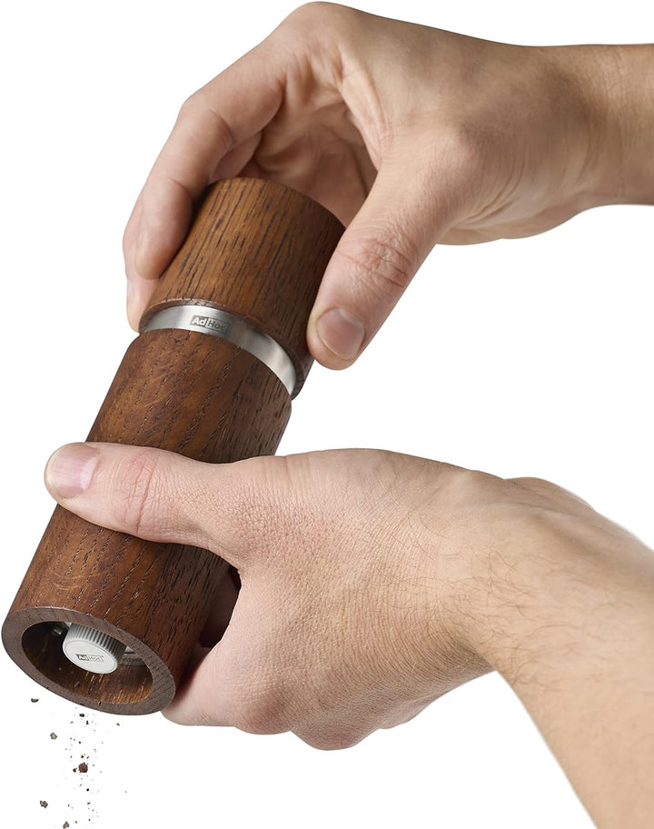 AdHoc MP411 Pfeffer- | Salzmühle Textura, CeraCut® Keramik Mahlwerk, Naturholz Eiche geölt, dunkel|E