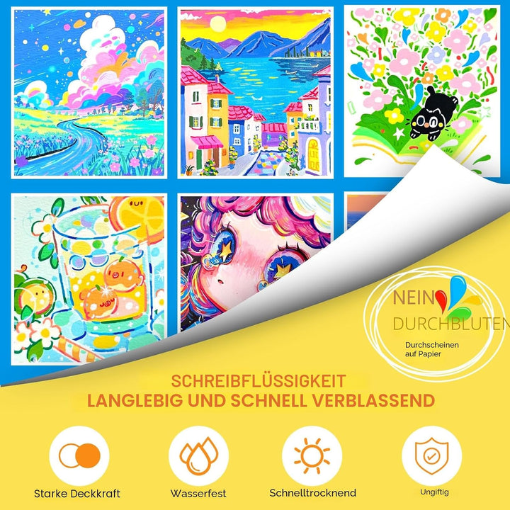 Lyuvie 240 Farben Acrylstifte für Steine WasserfestSet, Permanente Acrylic Paint Brush Marker Acryls