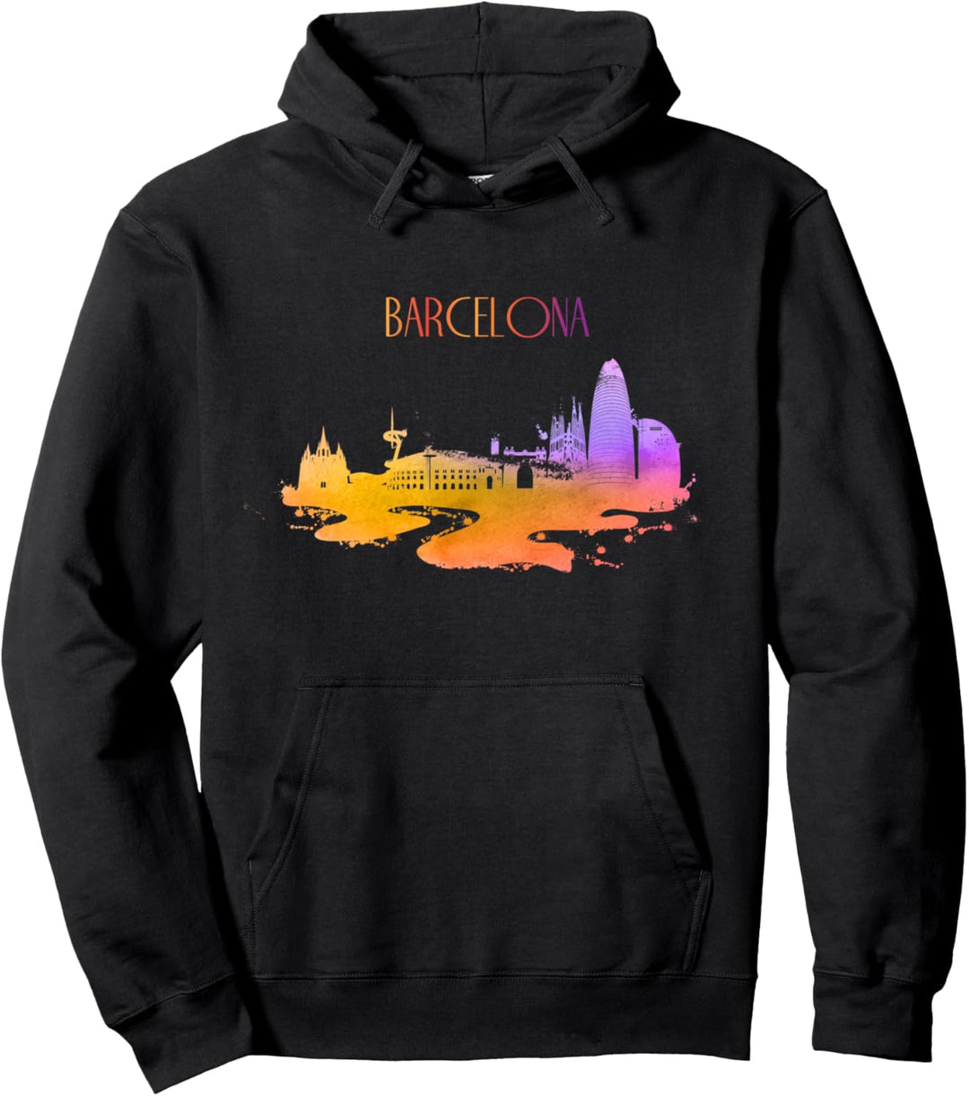 Barelona Skyline Aquarell Spanisches Souvenir Spanien Pullover Hoodie