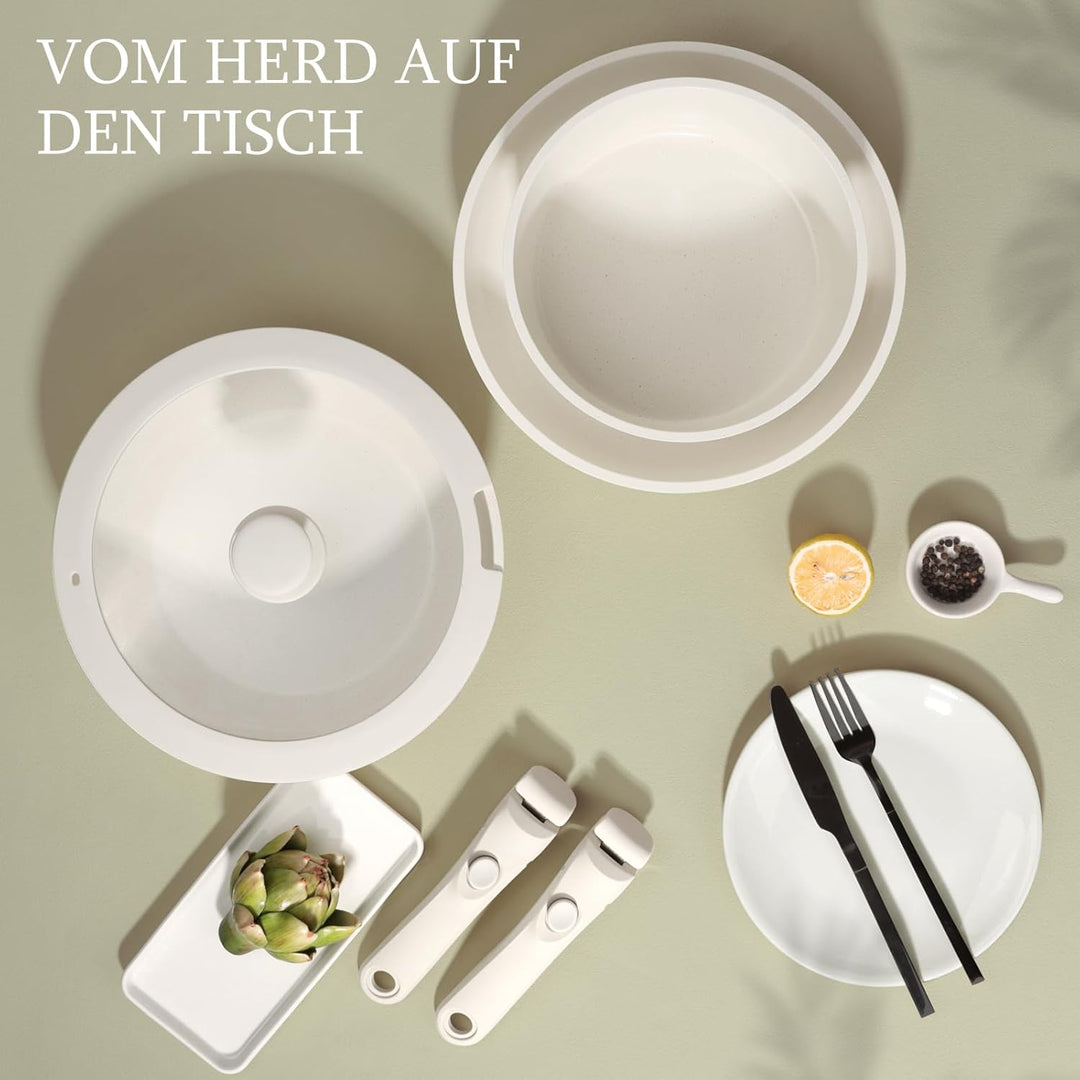 GiPP Keramik Topfset mit Abnehmbarer Griff, 5-Teilig Topf und Pfannenset mit Antihaft Beschichtet, T