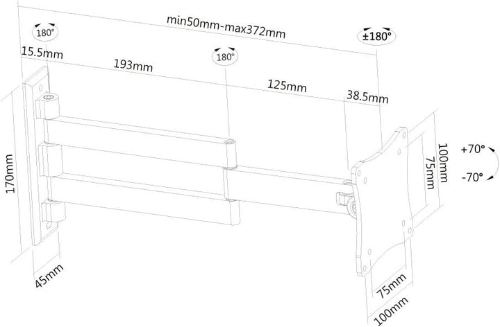 Neomounts by Newstar Wandhalterung 10"-27" 1TFT 3Gelenke silber Max.12KG Newstar One size Silber, Ne