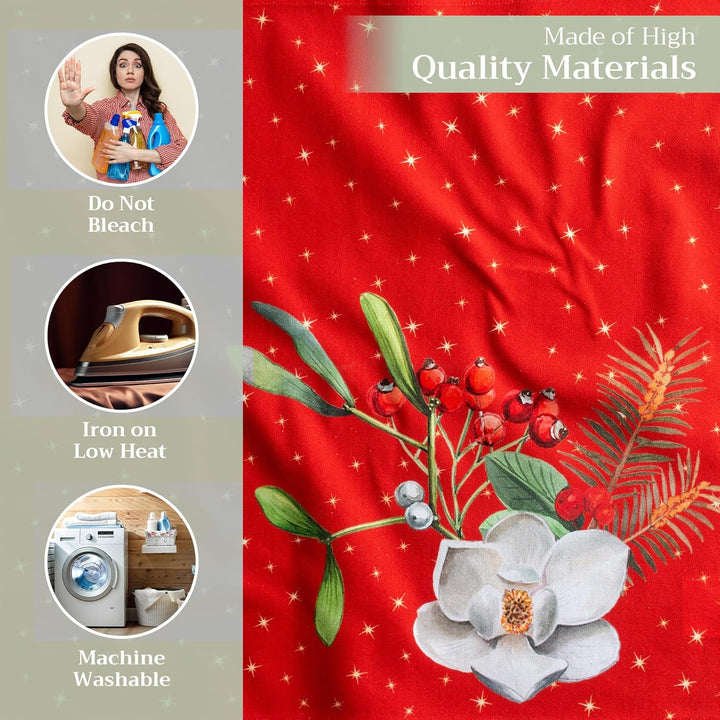 Maison d' Hermine Stoffservietten 4er Set aus 100% Baumwolle Wiederverwendbare Stoffservietten Weihn