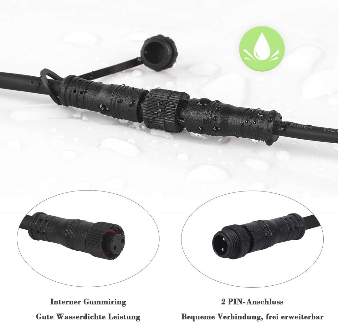 AIMHEIM 2er-Set 3M LED Gartenstrahler Verlüngerungskabel, 1in-2out Aussenleuchte Verbindungskabel, I