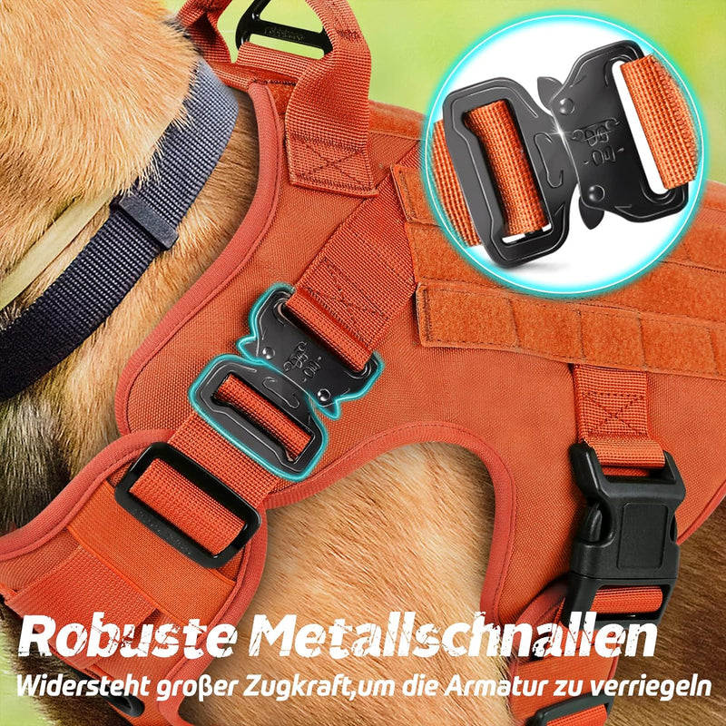 rabbitgoo No Pull Hundegeschirr Mittlere Grosse Hunde, Taktische Brustgeschirr mit MOLLE Griff Metal